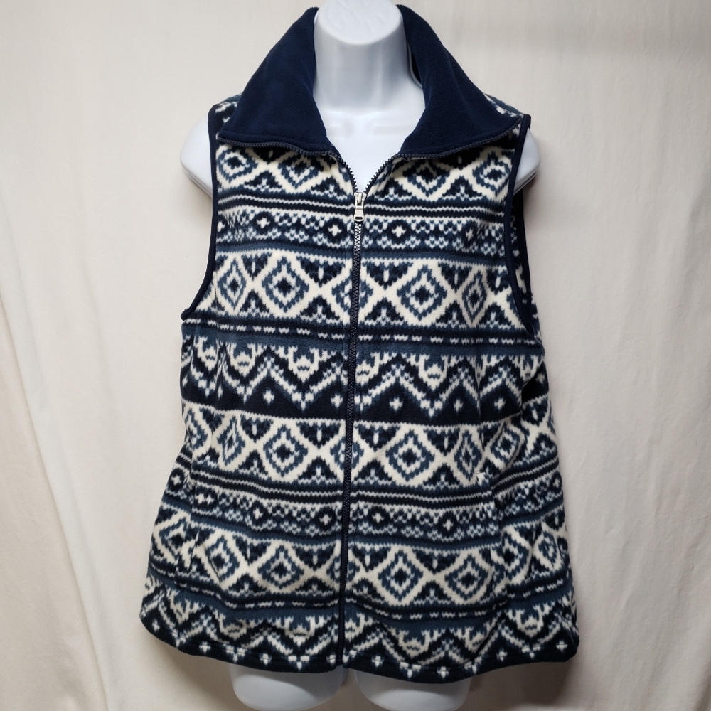 NWT American Living Large Blues/White Fleece Zippered Vest